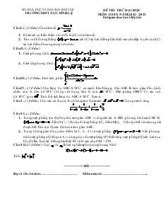 Đề 18 thi thử đại học môn toán năm 2012 - 2013 thời gian làm bài: 180 phút