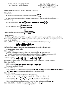 Đề 29 thi thử đại học môn toán năm 2012 - 2013 thời gian làm bài: 180 phút