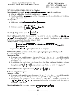 Đề 38 thi thử đại học môn toán năm 2012 - 2013 thời gian làm bài: 180 phút