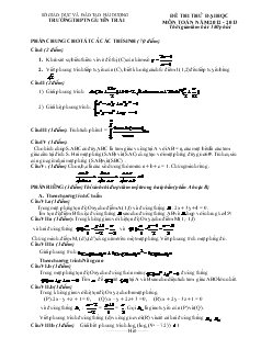 Đề 6 thi thử đại học môn toán năm 2012 - 2013 thời gian làm bài: 180 phút