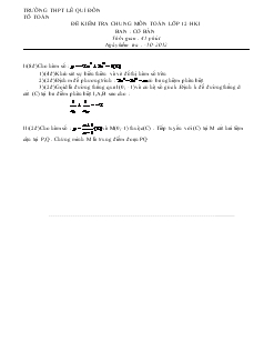 Đề kiểm tra chung môn toán lớp 12-Học kì I ban : cơ bản thời gian : 45 phút