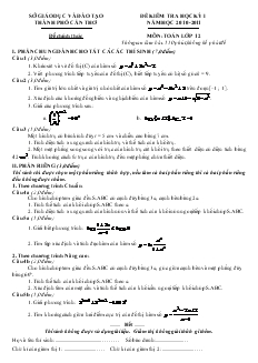 Đề kiểm tra học kỳ I năm học 2010-2011 môn: toán lớp 12 thời gian làm bài: 150 phút, không kể phát đề