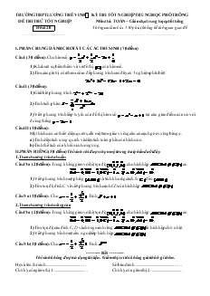 Đề kiểm tra Môn thi: toán − giáo dục trung học phổ thông đề số 20 thời gian làm bài: 150 phút, không kể thời gian giao đề