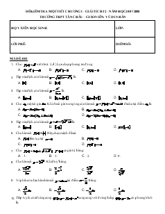 Đề kiểm tra một tiết chương I – giải tích 12 – năm học 2007.2008