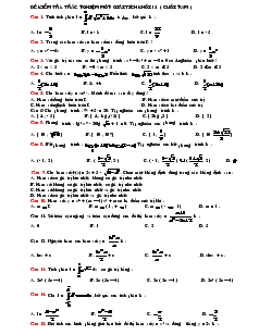Đề kiểm tra trắc nghiệm môn giải tích khối 12 ( cuối năm )