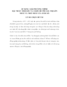 Đề tài Áp dụng giải phương trình bậc nhất theo sin và cosin để tìm giá trị lớn nhất và nhỏ nhất của hàm số