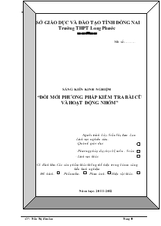 Đề tài Đổi mới phương pháp kiểm tra bài cũ và hoạt động nhóm