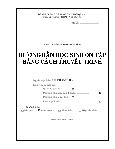 Đề tài Hướng dẫn học sinh ôn tập bằng cách thuyết trình