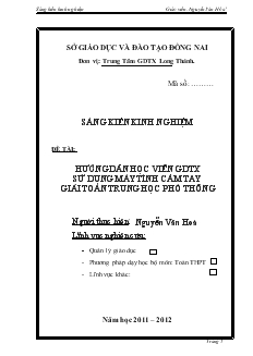 Đề tài Hướng dẫn học viên giáo dục thường xuyên sử dụng máy tính cầm tay giải toán trung học phổ thông