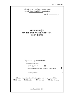 Đề tài Kinh nghiệm ôn thi tôt nghiệp bổ túc trung học phổ thông môn toán