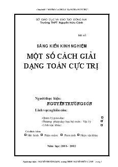 Đề tài Một số cách giải dạng toán cực trị