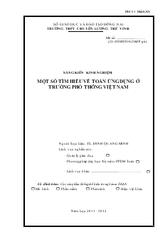 Đề tài Một số tìm hiểu về toán ứng dụng ở trường phổ thông Việt Nam