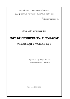 Đề tài Một số ứng dụng của lượng giác trong đại số và hình học