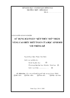 Đề tài Sử dụng bài toán “kết thúc mở” nhằm nâng cao hiểu biết toán của học sinh đối với thống kê