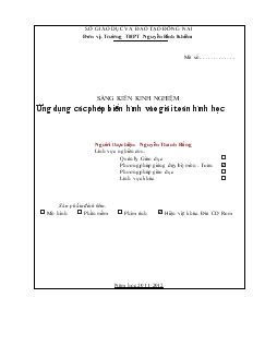 Đề tài Ứng dụng các phép biến hình vào giải toán hình học