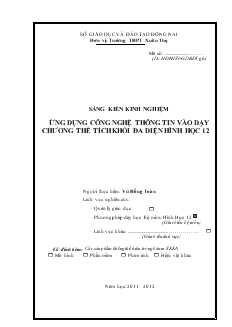 Đề tài Ứng dụng công nghệ thông tin vào dạy chương thể tích khối đa diện hình học 12