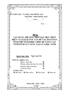 Đề tài Vận dụng phương pháp dạy học phát hiện và giải quyết vấn đề vào bài toán tính thể tích khối chóp để nâng cao tính tích cực sáng tạo của học sinh