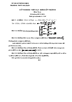 Đề thi giáo viên dạy giỏi cấp trường môn toán năm học 2013-2014 thời gian làm bài : 150 phút