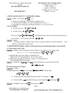 Đề thi thử tốt nghiệp lớp 12 năm học 2012- 2013 môn : toán