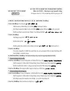 Đề thi thử tốt nghiệp môn thi: toán − giáo dục trung học phổ thông đề số 11 thời gian làm bài: 150 phút, không kể thời gian giao đề