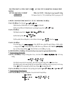 Đề thi thử tốt nghiệp môn thi: toán − giáo dục trung học phổ thông đề số 13 thời gian làm bài: 150 phút, không kể thời gian giao đề
