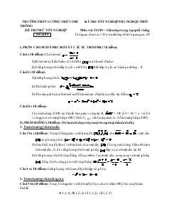 Đề thi thử tốt nghiệp môn thi: toán − giáo dục trung học phổ thông đề số 04 thời gian làm bài: 150 phút, không kể thời gian giao đề