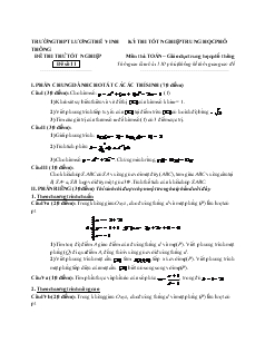 Đề thi thử tốt nghiệp môn thi: toán − giáo dục trung học phổ thông đề số 11 thời gian làm bài: 150 phút, không kể thời gian giao đề