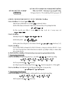Đề thi thử tốt nghiệp môn thi: toán − giáo dục trung học phổ thông đề số 12 thời gian làm bài: 150 phút, không kể thời gian giao đề