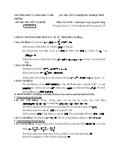 Đề thi thử tốt nghiệp môn thi: toán − giáo dục trung học phổ thông đề số 15 thời gian làm bài: 150 phút, không kể thời gian giao đề