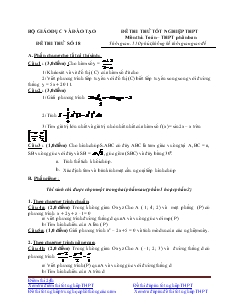 Đề thi thử tốt nghiệp thpt môn thi: toán – thpt phân ban đề thi thử số 18 thời gian: 150 phút, không kể thời gian giao đề