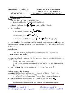 Đề thi thử tốt nghiệp thpt môn thi: toán – thpt phân ban đề thi thử số 16 thời gian: 150 phút, không kể thời gian giao đề