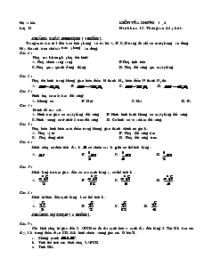Giáo án Kiểm tra chương 1 , 2 hình học 12 thời gian 45 phút