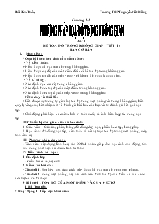 Giáo án lớp 12 môn Giải tích - Bài 1: Hệ toạ độ trong không gian (tiết 1)