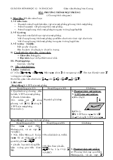 Giáo án lớp 12 môn Hình học - Bài: Phương trình mặt phẳng