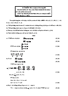 Giáo án lớp 12 môn Hình học - Đề kiểm tra 45 phút chương III phương pháp tọa độ trong không gian