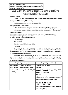 Giáo án lớp 12 môn Hình học - Phương trình đường thẳng trong không gian (tiếp)