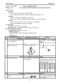 Giáo án lớp 12 môn Hình học - Tiết dạy: 08 - Bài 3: Khái niệm về thể tích của khối đa diện