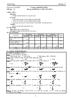 Giáo án lớp 12 môn Hình học - Tiết dạy: 11 - Bài dạy: Kiểm tra 1 tiết chương 1