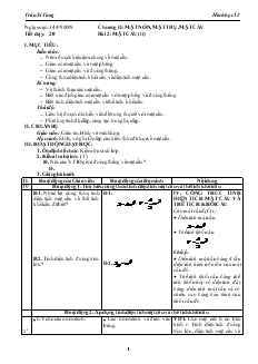 Giáo án lớp 12 môn Hình học - Tiết dạy: 20 - Bài 2: Mặt cầu