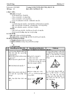 Giáo án lớp 12 môn Hình học - Tiết dạy: 21 - Bài 2: Bài tập mặt cầu