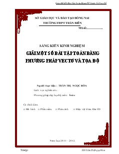 Giáo án lớp 12 môn Lịch sử - Giải một số bài tập toán bằng phương pháp vectơ và tọa độ