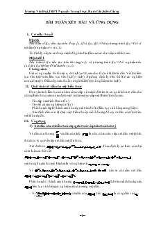 Giáo án lớp 12 môn Toán - Bài toán xét dấu và ứng dụng