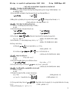 Giáo án lớp 12 môn Toán - Chủ đề 1: Đạo hàm và khảo sát hàm số