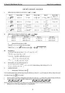 Giáo án lớp 12 môn Toán - Chủ đề 1: Hàm số – đạo hàm