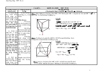 Giáo án lớp 12 môn Toán - Chủ đề 5: Khối đa diện – thể tích