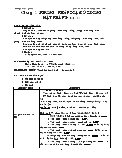 Giáo án lớp 12 môn Toán - Chương 1: Phương pháp toạ độ trong mặt phẳng (10 tiết)