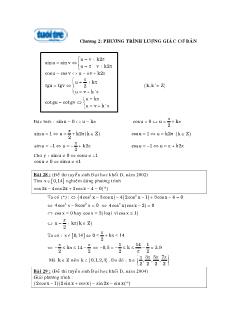 Giáo án lớp 12 môn Toán - Chương 2: Phương trình lượng giác cơ bản
