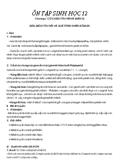 Giáo án lớp 12 môn Toán - Chương I: Cơ chế di truyền và biến dị gen, mã di truyền và quá trình nhân đôi adn