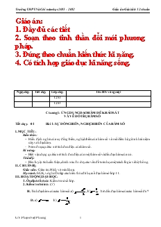 Giáo án lớp 12 môn Toán - Chương I: Ứng dụng đạo hàm để khảo sát và vẽ đồ thị hàm số