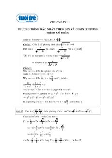 Giáo án lớp 12 môn Toán - Chương IV: Phương trình bậc nhất theo sin và cosin (phương trình cổ điển)